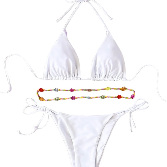 2 pc Halter Top String Bikini with belly chain new without tag - Picture 1 of 4